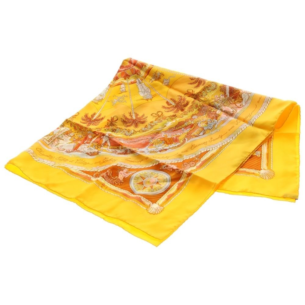 Hermes Carre 90 Iles Vanikoro OU de la Perouse Scarf Yellow