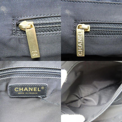 Chanel Tote Bag New Travel Line Coco Mark Jacquard Nylon Leather Black Gold