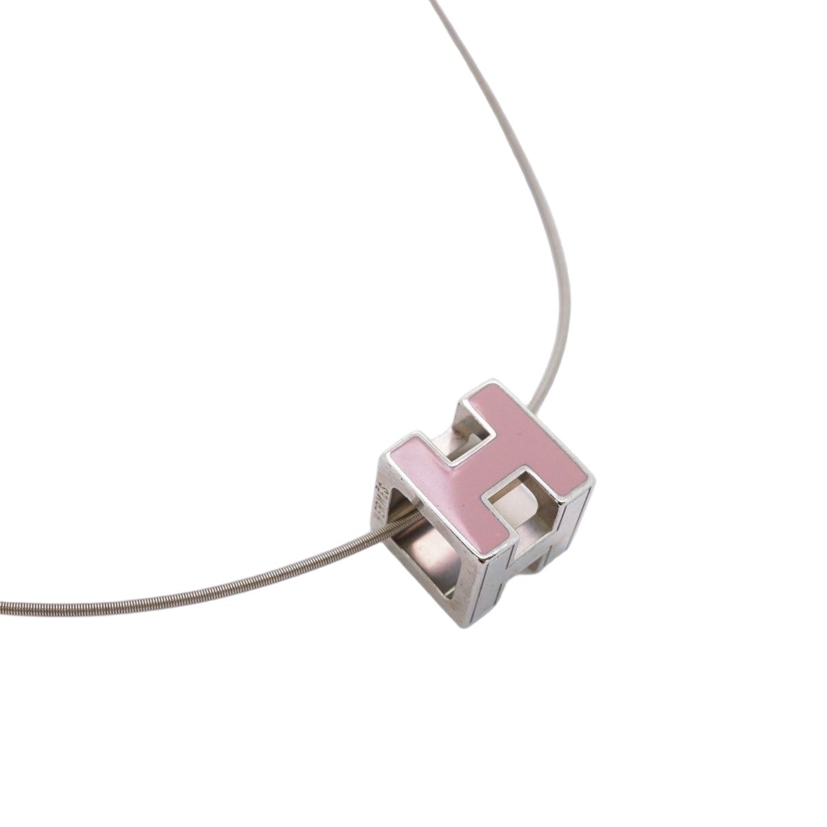 Hermes Necklace Cage Ash Metal Silver Pink — view 2