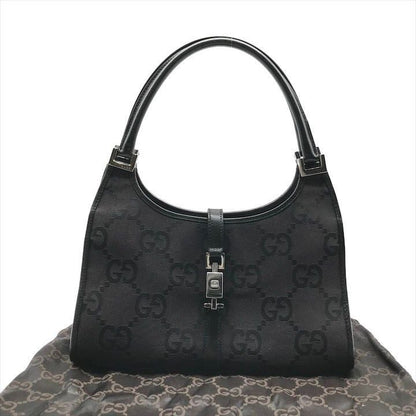Gucci GG Canvas Jackie Mini Hand Bag Shoulder Black Leather Bag