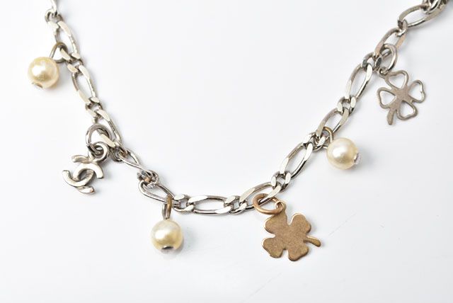 Chanel Necklace Pendant Bracelet Clover Heart Silver