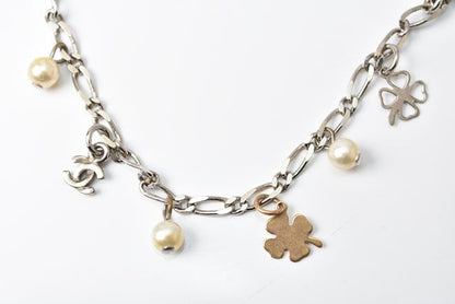 Chanel Necklace Pendant Bracelet Clover Heart Silver