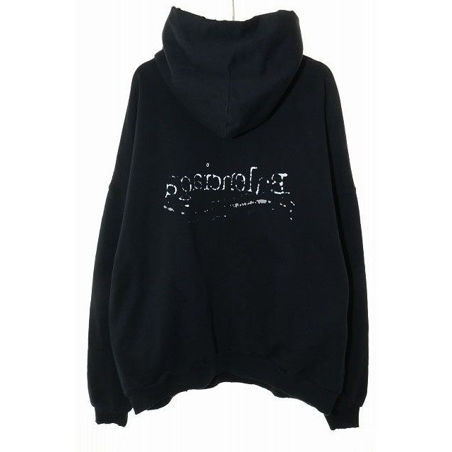 Balenciaga 23 AW Damaged Logo Print Sweatshirt Pullover Hoodie Size 1 Black — view 2