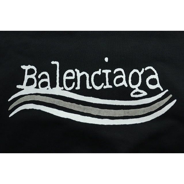 Balenciaga 23 AW Damaged Logo Print Sweatshirt Pullover Hoodie Size 1 Black — view 5
