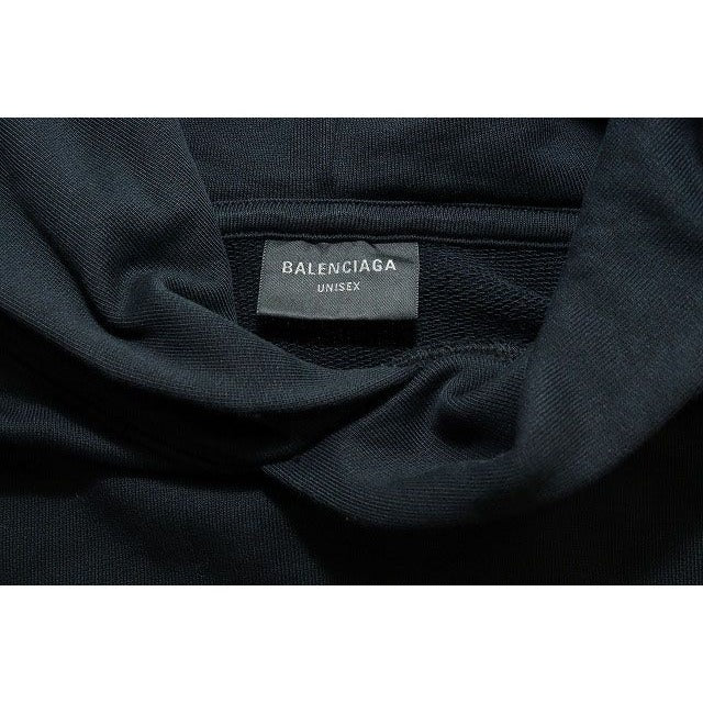 Balenciaga 23 AW Damaged Logo Print Sweatshirt Pullover Hoodie Size 1 Black — view 8