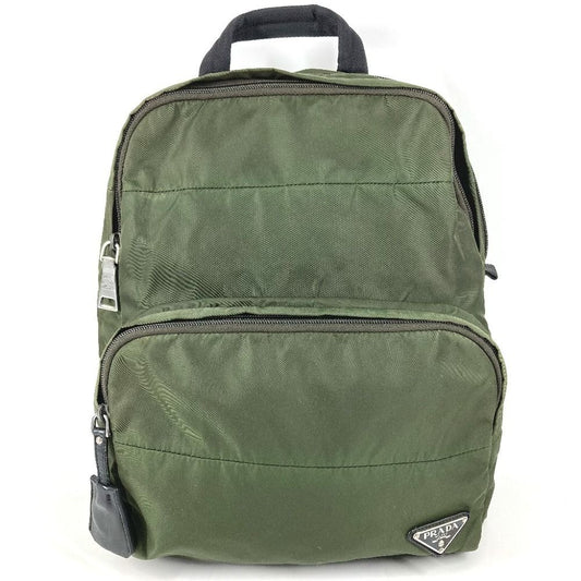 Prada Backpack Triangle Logo Nylon Khaki