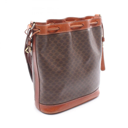 Celine Shoulder Bag Macadam Dark Brown Canvas Leather — view 2