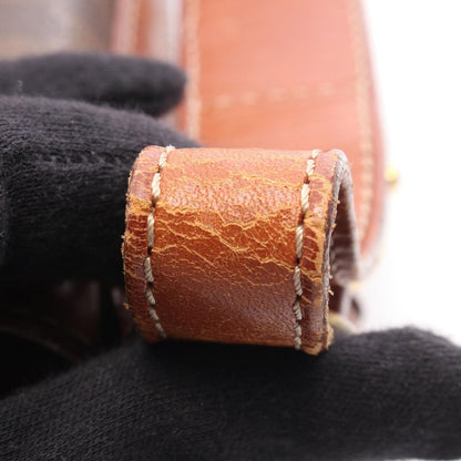 Celine Shoulder Bag Macadam Dark Brown Canvas Leather — view 5