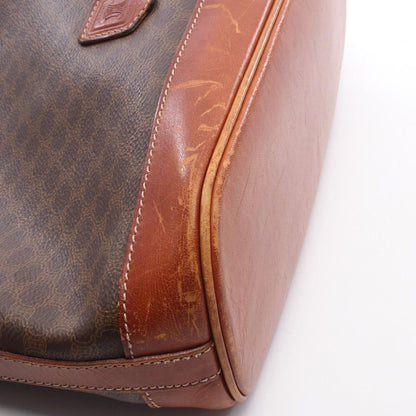 Celine Shoulder Bag Macadam Dark Brown Canvas Leather — view 7