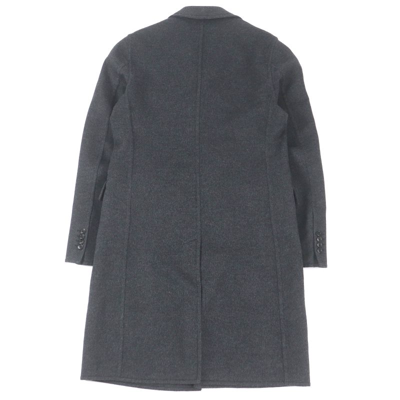 Hermes 20AW Manteau Liverpool Double 100% Cashmere Lamb Leather Use Charbon