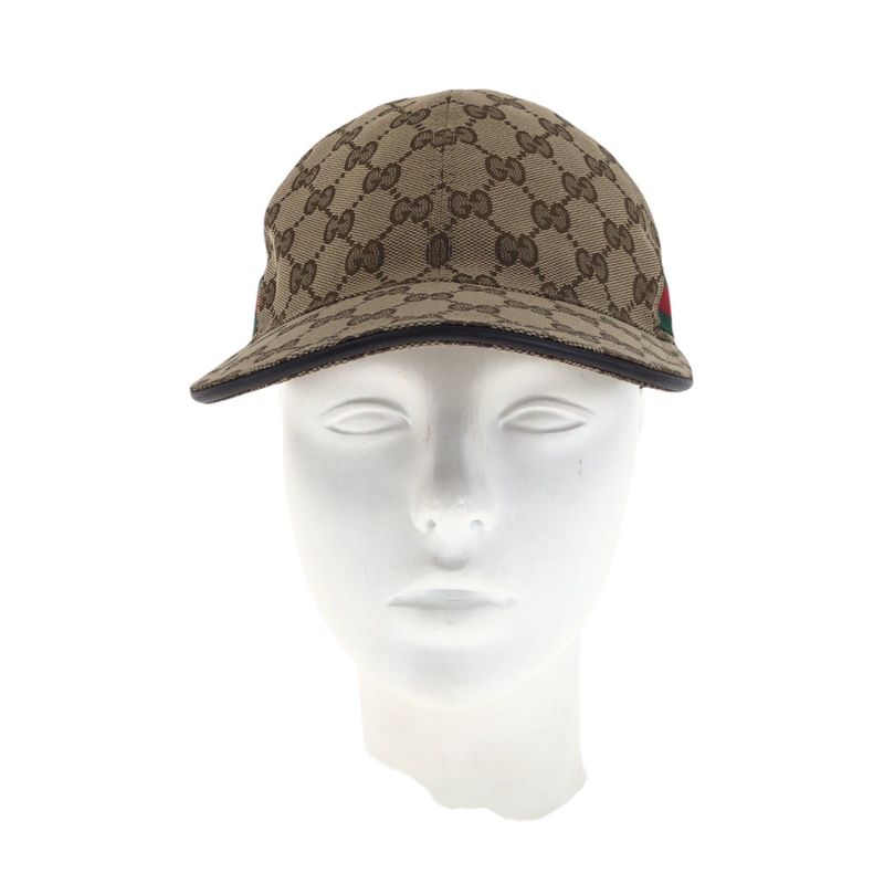 Gucci Sherry Line Size M/58cm (2283in) Beige Brown GG Canvas 200035 Cap Unisex