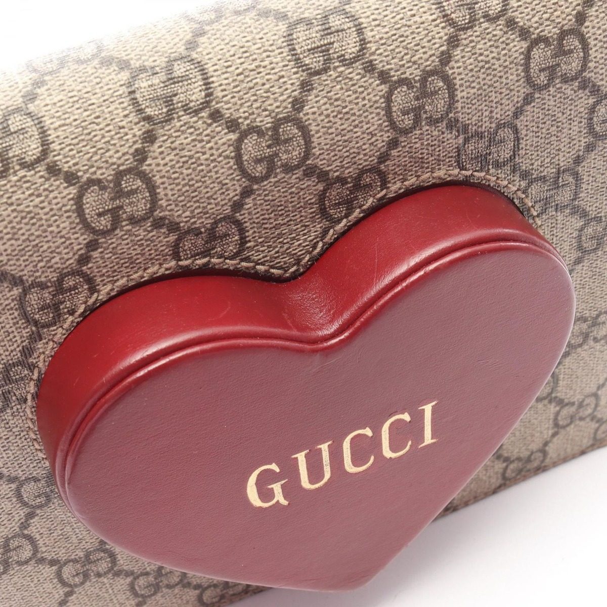 Gucci Shoulder Bag GG Supreme Valentine Limited Beige Red Canvas Leather — view 10