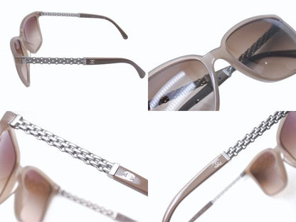 Chanel Sunglasses Chain Temple Acetate Metal Brown Silver Eyewear — view 5