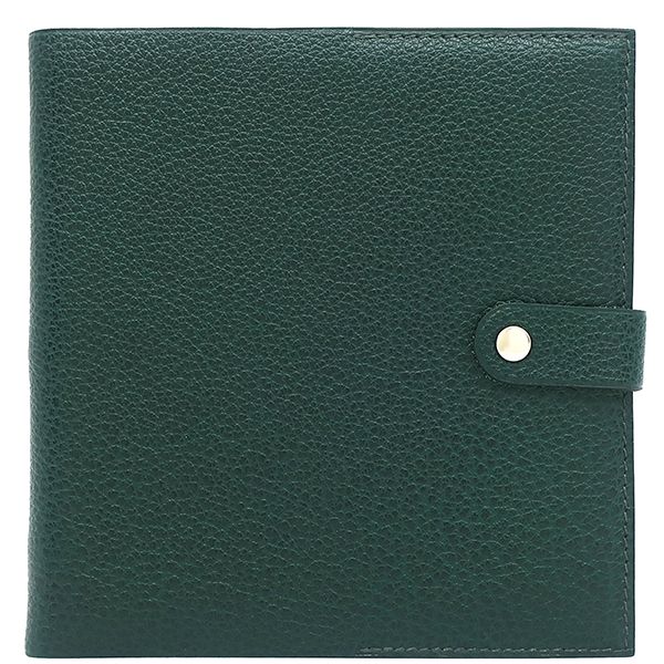 Hermes Accessories CD Case Leather Greenish Silver Hardware Green Book Type