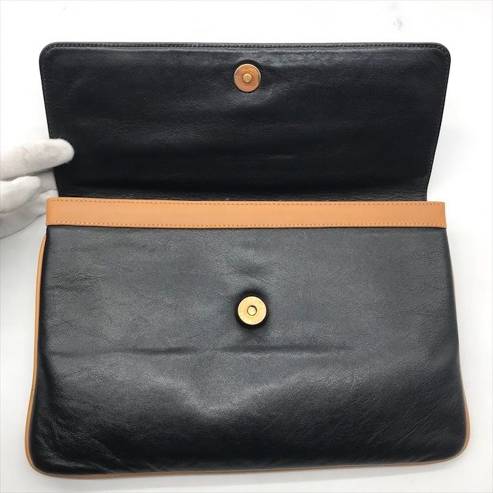 Celine Carriage Vintage Leather Clutch Black