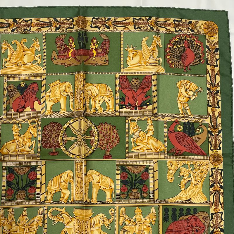 Hermes Torana Carre 40 Silk Green Women's Scarf