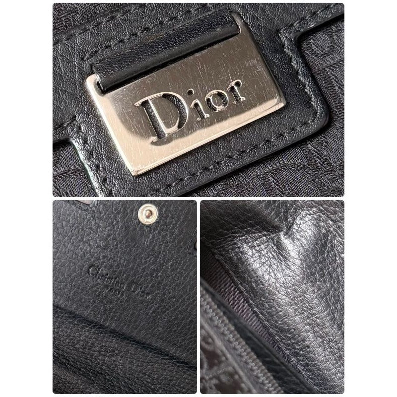 Christian Dior Long Wallet Plate Foldable Black — view 9