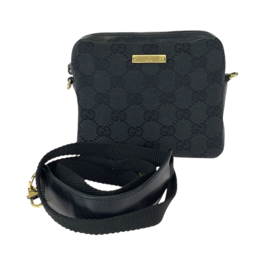 Gucci Black Gold GG Canvas Leather Shoulder Bag Mini