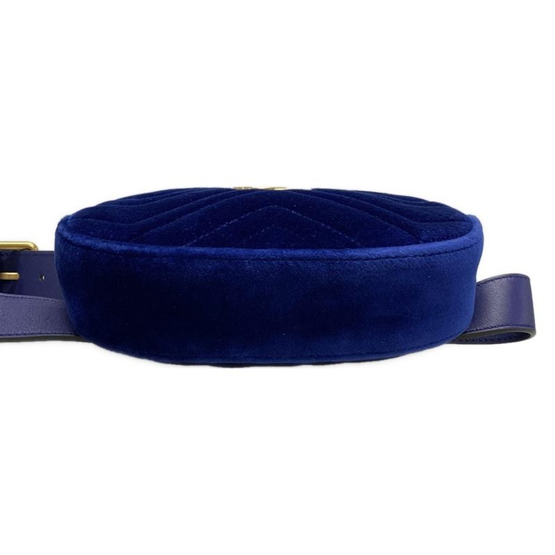 Gucci GG Marmont Waist Pouch 476434 Blue Leather