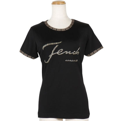 Fendi Logo Pie Pink Rayon Black Women's Short Sleeved T-shirt
