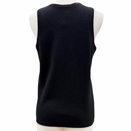 Chanel Wool CC Logo Sleeveless Top with Camellia Brooch Black 38 — view 3