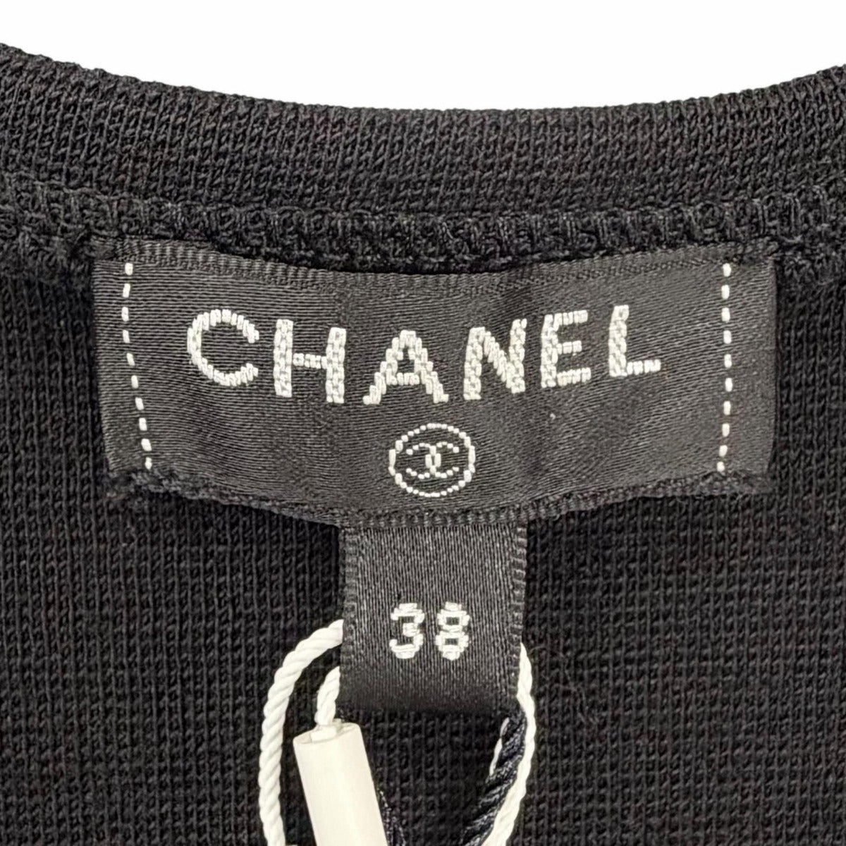 Chanel Wool CC Logo Sleeveless Top with Camellia Brooch Black 38 — view 5