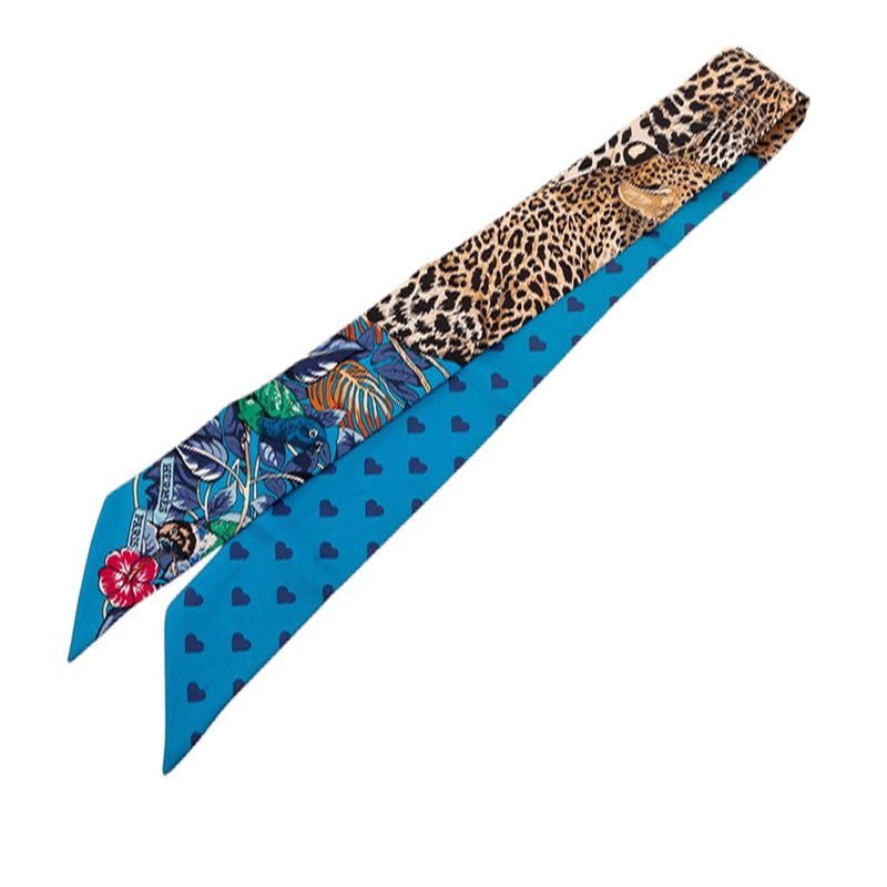 Hermes Twill Jungle Love Scarf Blue Multicolor Silk