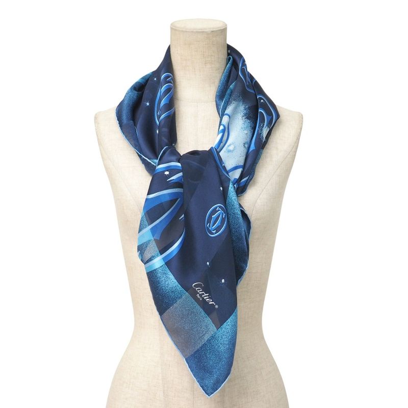 Cartier Scarf Double C Logo All Over Total Silk Large Shawl Scarf 20251015