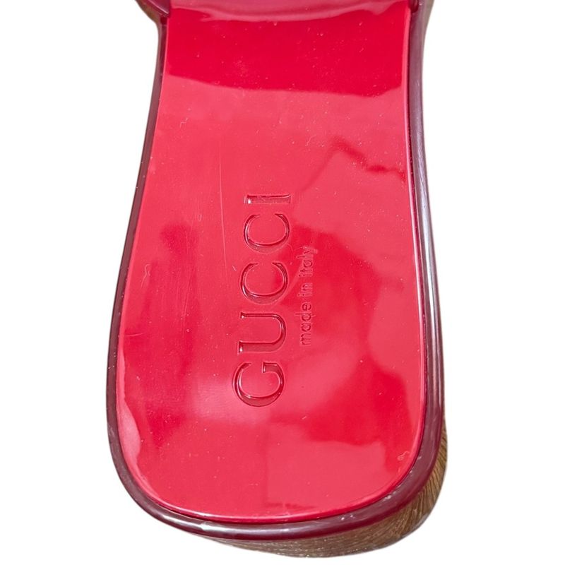 Gucci Rubber Logo Sandals 24.5cm (9.65in) Equivalent Red Women's Used