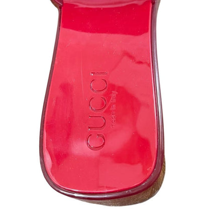 Gucci Rubber Logo Sandals 24.5cm (9.65in) Equivalent Red Women's Used