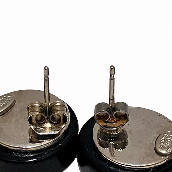 Chanel Earrings Coco Mark Mirror Black Gold Silver 01P Brand Accessories