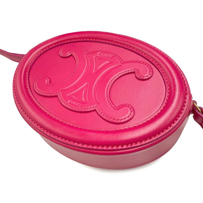 Exhibit Celine Oval Purse Cuir Triomphe Shoulder Bag Leather Pink 10i703dpq