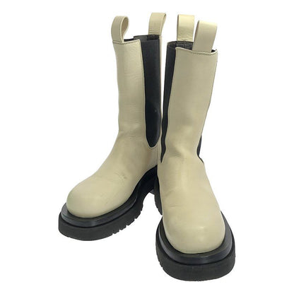 Bottega Veneta - Lug Boots Side Gore Leather Lug Boots - 37 - White Black -