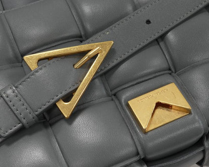 Bottega Veneta Shoulder Bag Small Patted Cassette Shoulder Bag Lambskin Gray