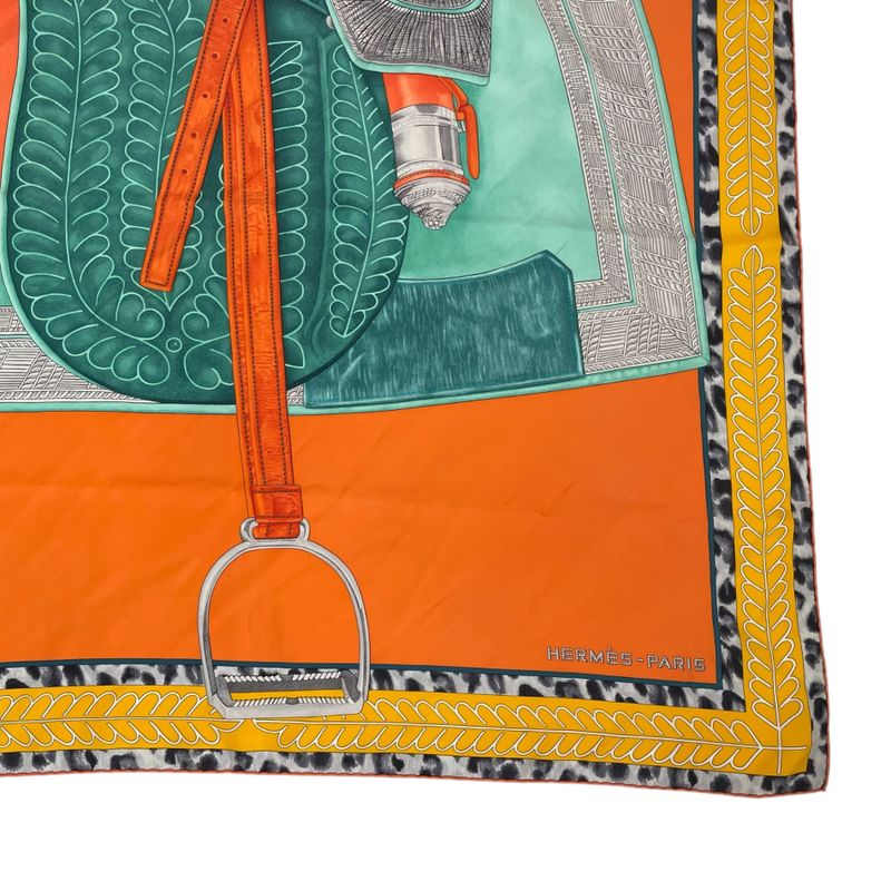 Hermes Carre 90 Silk Scarf Selle D'officier En Grande Tenue Officer's Saddle