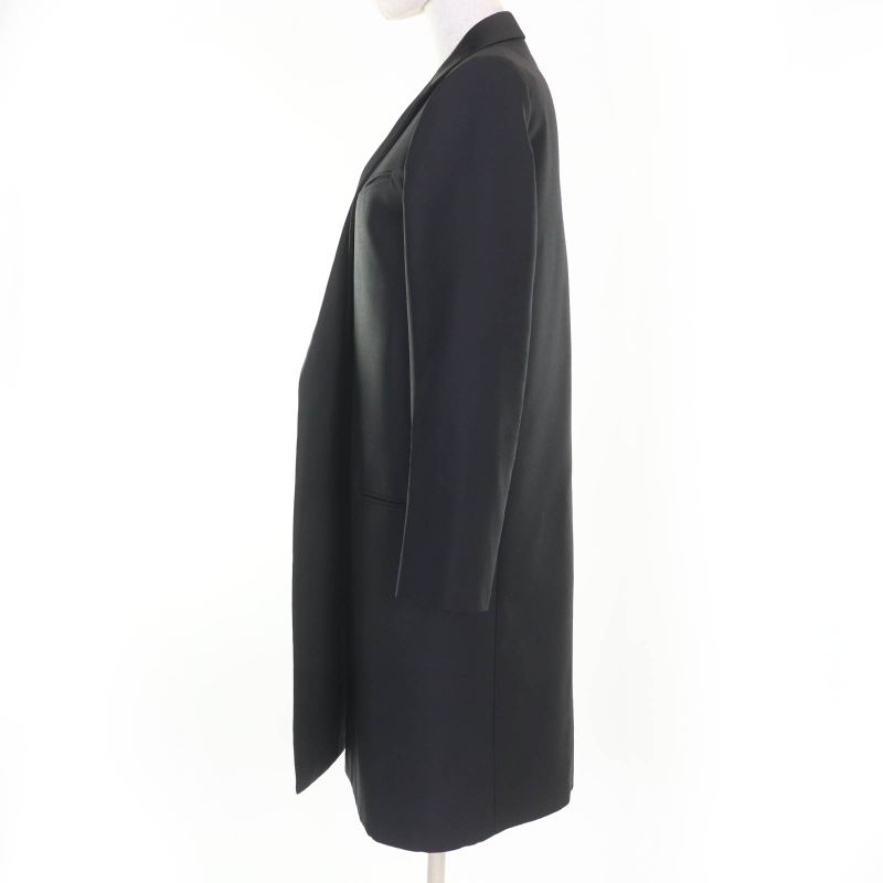 Celine Wool Silk Phoebe Period Crombie Chester Coat Black 34 Made In Italy