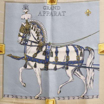 Hermes Carré 90 Grand Apparat Horse Silk Blue Women's Scarf