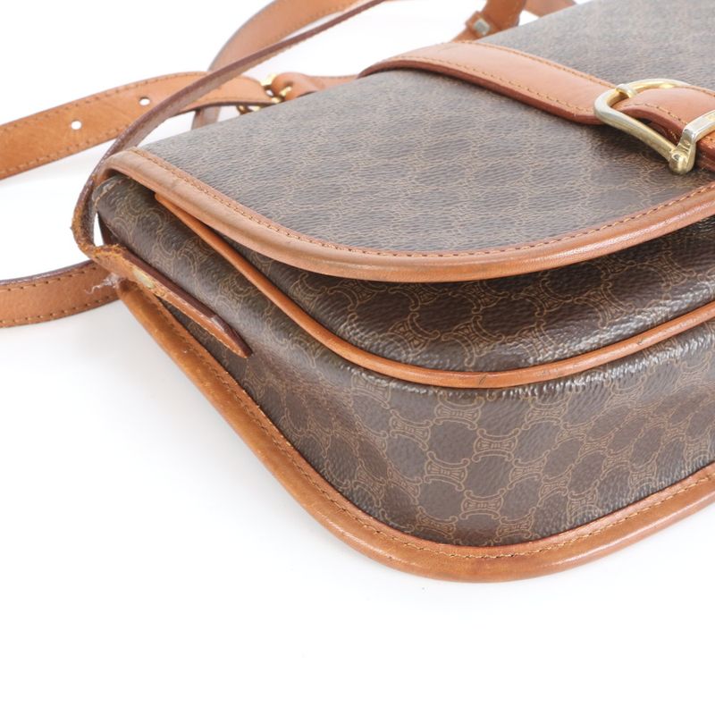 Vintage Celine Macadam Leather Shoulder Bag Crossbody Gold Hardware Genuine