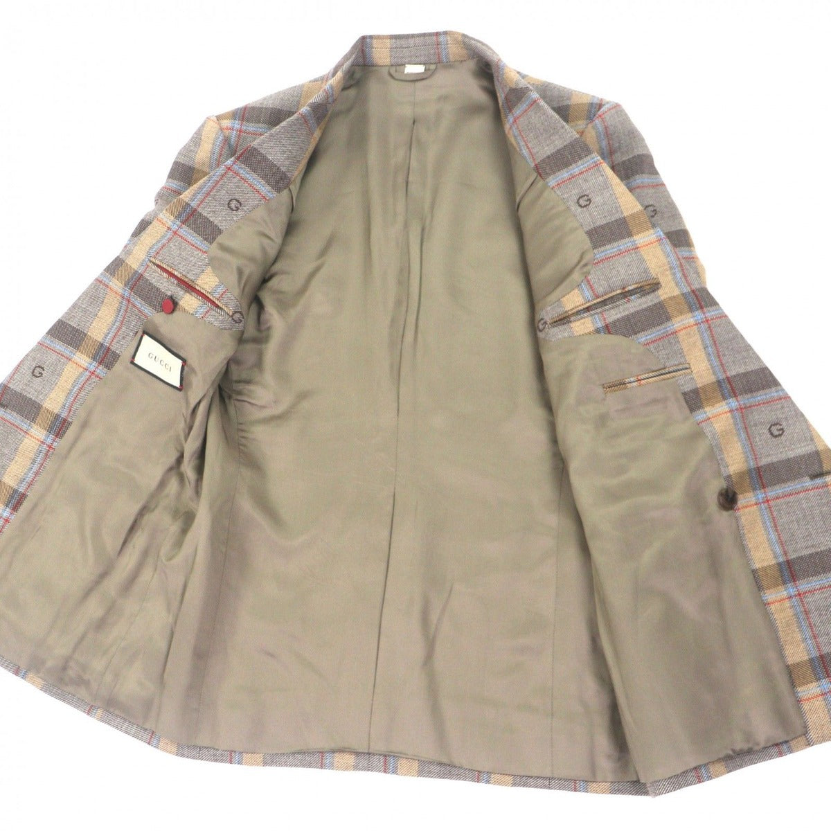 Gucci Wool Rayon Logo Pattern Check Double Suit Set — view 4