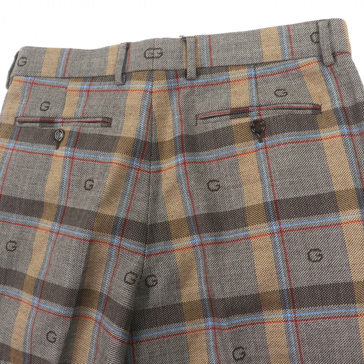 Gucci Wool Rayon Logo Pattern Check Double Suit Set — view 7