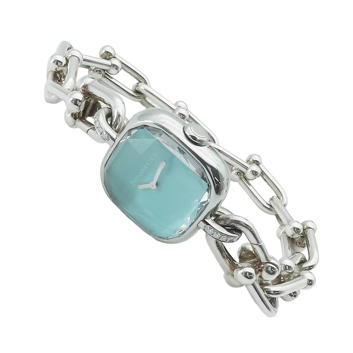 Tiffany & Co HardWear Blue Diamond Medium Lug Gauge Link Watch Quartz — view 2