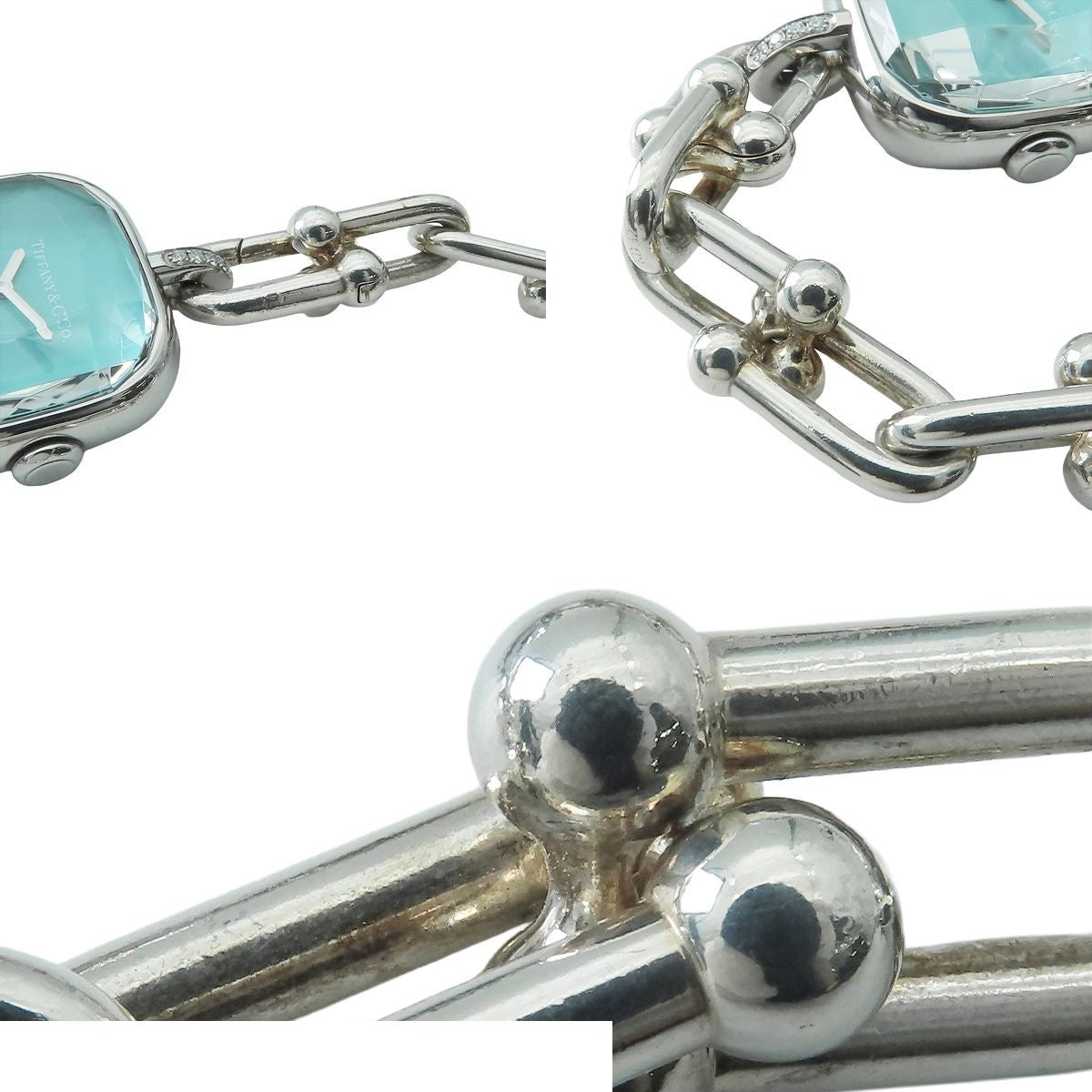 Tiffany & Co HardWear Blue Diamond Medium Lug Gauge Link Watch Quartz — view 6