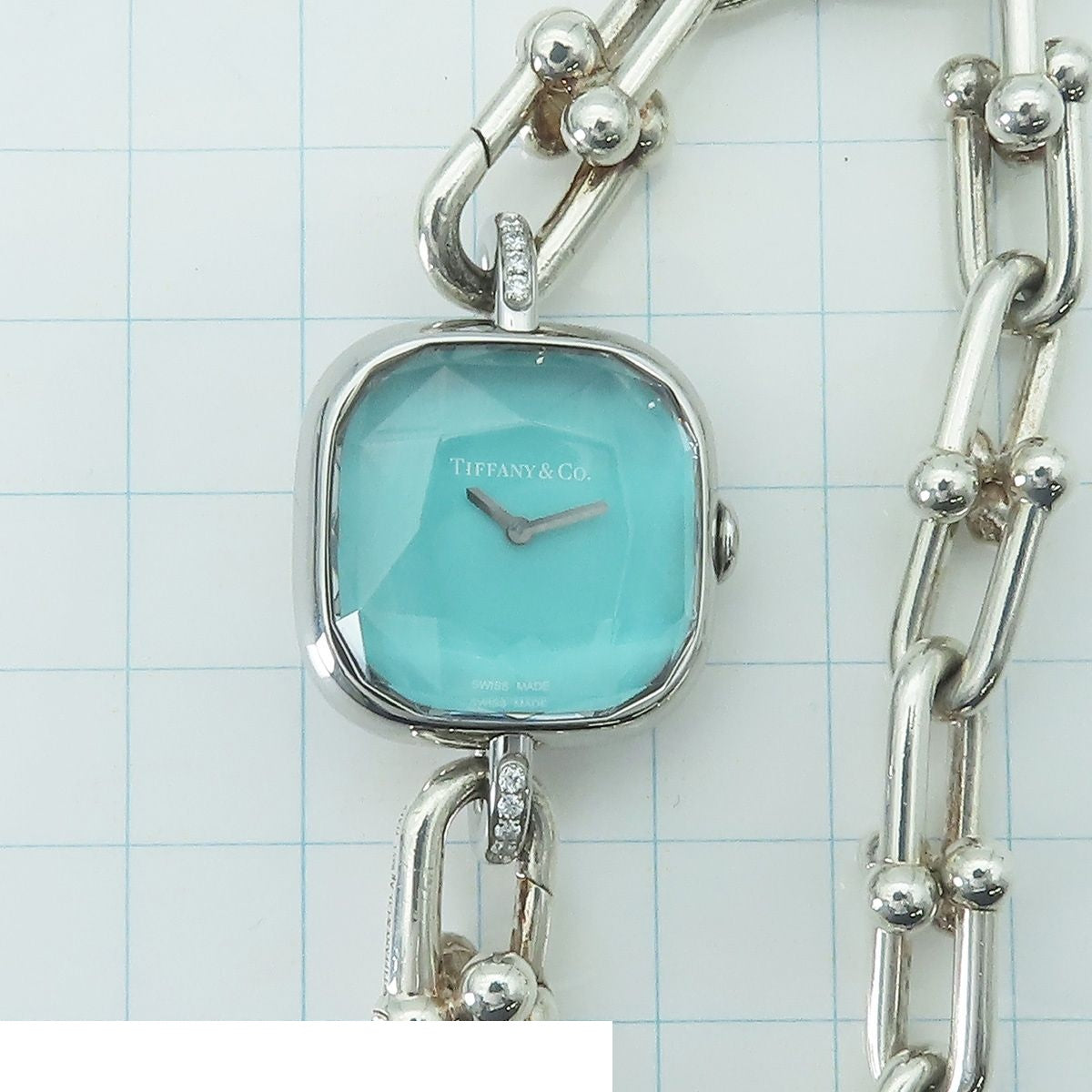 Tiffany & Co HardWear Blue Diamond Medium Lug Gauge Link Watch Quartz — view 8