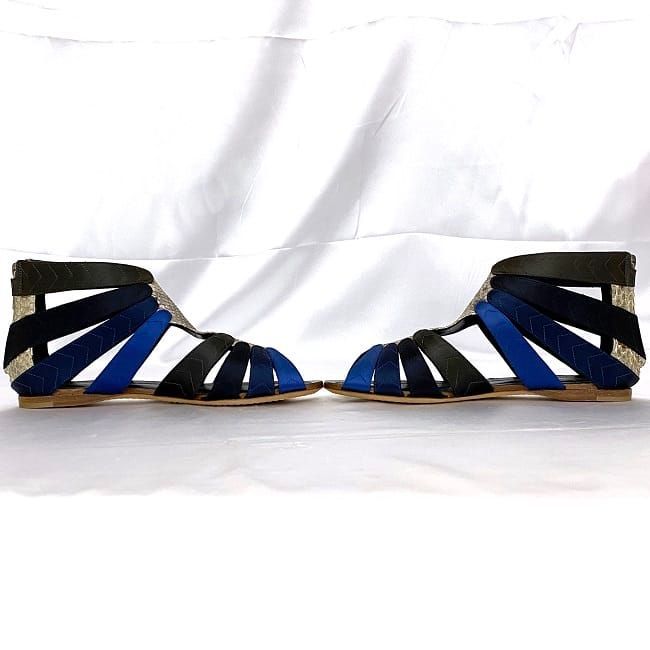 Christian Dior Gurkha Sandals Silver Blue Navy