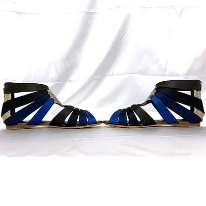 Christian Dior Gurkha Sandals Silver Blue Navy