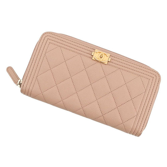 Chanel Wallet CC Logo Quilted Round Zip