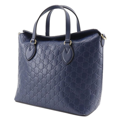 Gucci GG 428226 Striped Leather Navy Blue Unisex Handbag