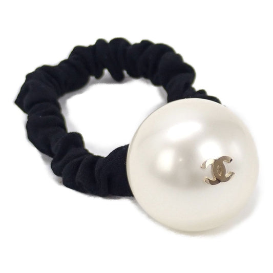 Chanel Pearl Scrunchie Hair Black