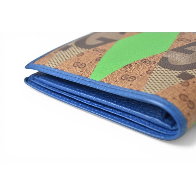 Gucci Wallet Fold GG Lambus Print Brown Blue — view 10