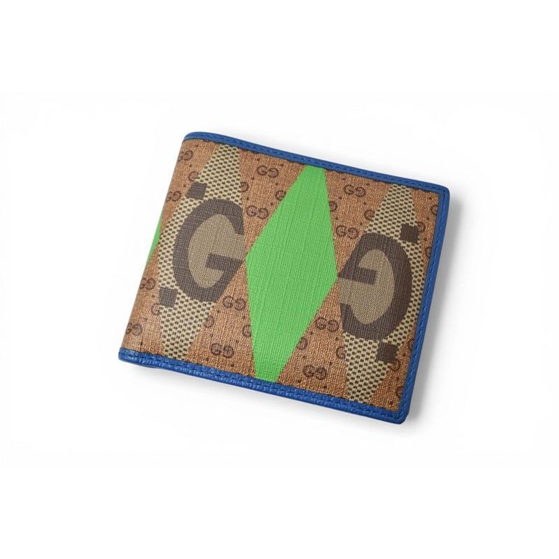 Gucci Wallet Fold GG Lambus Print Brown Blue — view 3